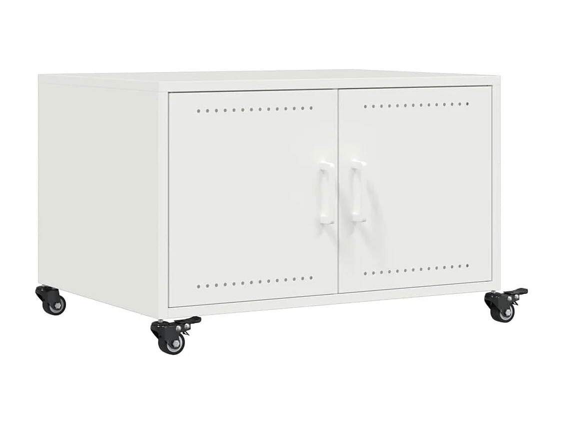 Tavolino da Salotto Bianco 68x50x43,5 cm in Acciaio