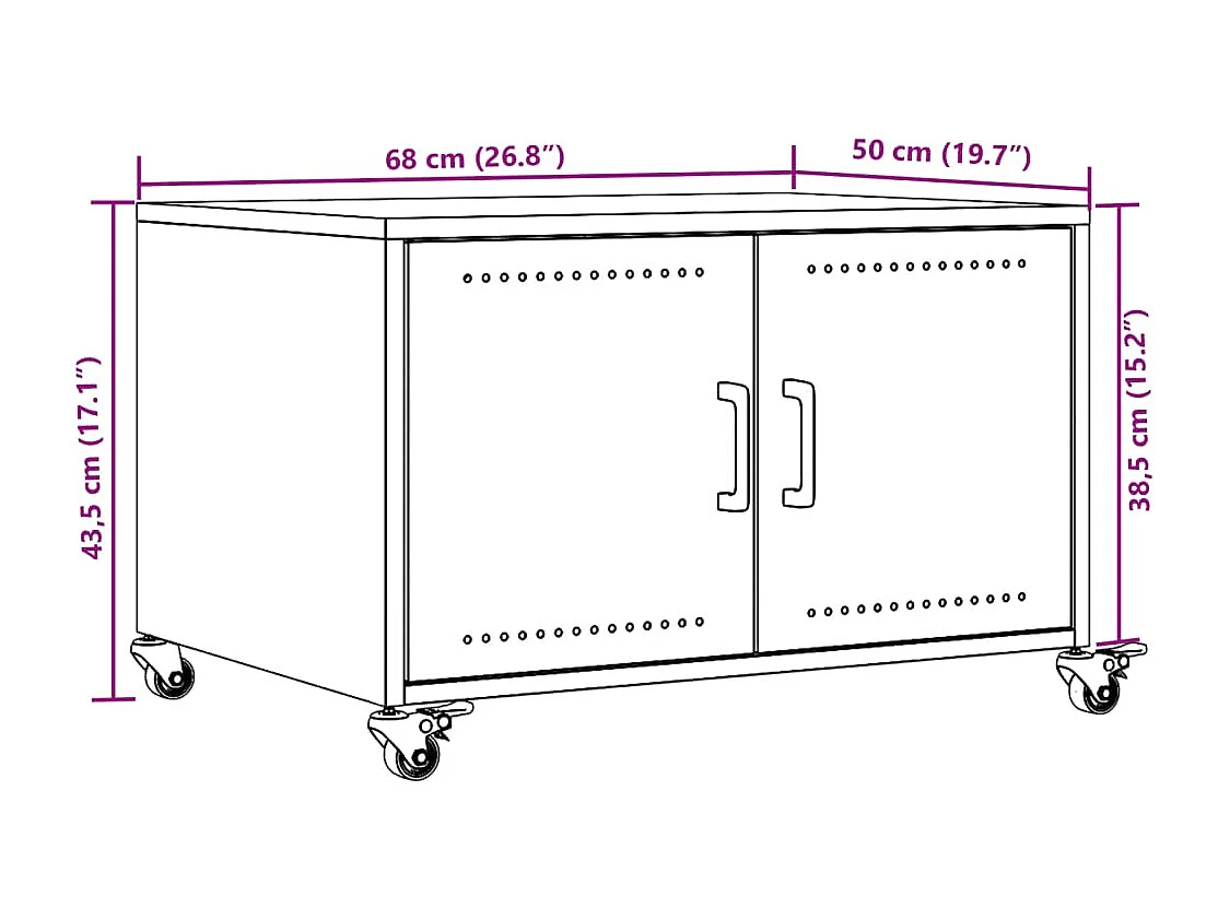 Table basse blanc 68x50x43,5 cm acier