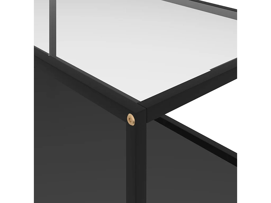 Tavolino Salotto Trasparente e Nero 100x50x35cm Vetro Temperato