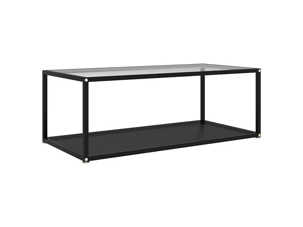 Tavolino Salotto Trasparente e Nero 100x50x35cm Vetro Temperato