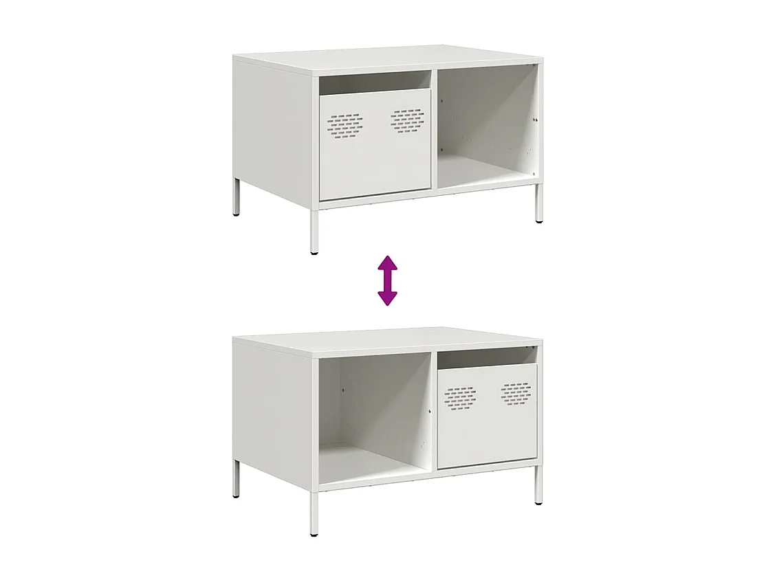 Table basse blanc 68,5x50x43,5 cm acier laminé à froid