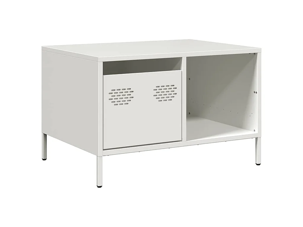 Tavolino Bianco 68,5x50x43,5 cm in Acciaio Laminato a Freddo