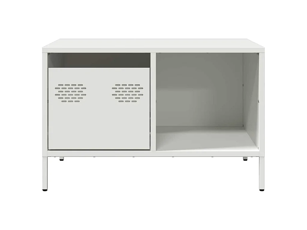 Tavolino Bianco 68,5x50x43,5 cm in Acciaio Laminato a Freddo