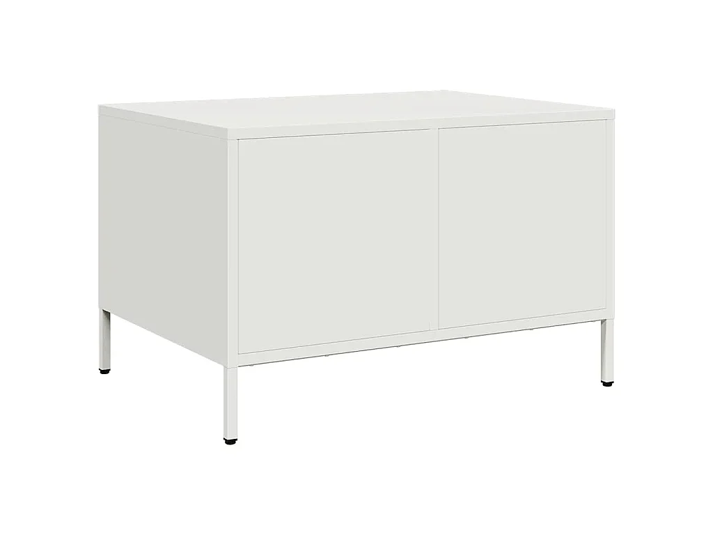Tavolino Bianco 68,5x50x43,5 cm in Acciaio Laminato a Freddo