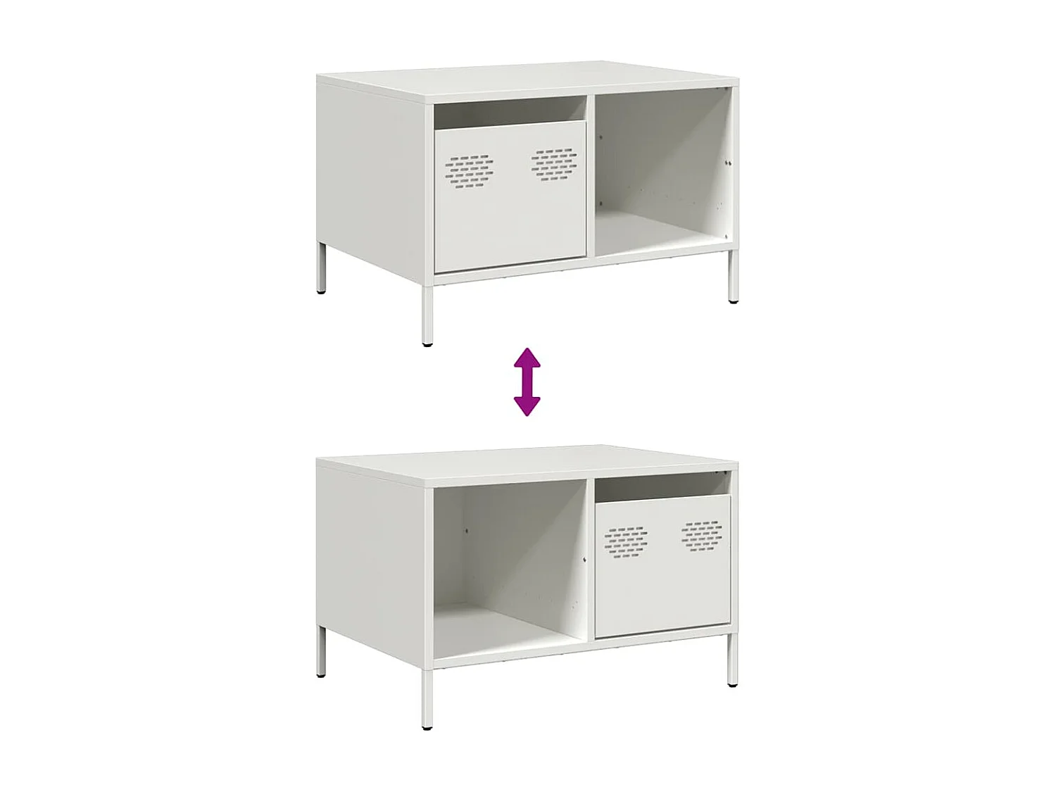 Tavolino Bianco 68,5x50x43,5 cm in Acciaio Laminato a Freddo