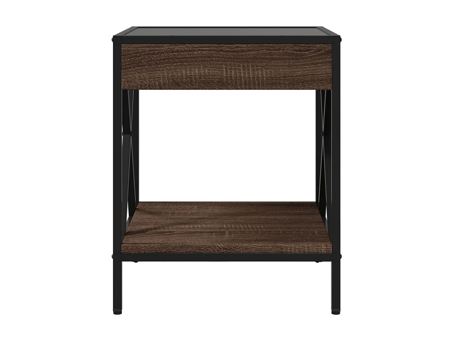 Couchtisch mit Infinity-LED Braun Eichen-Optik 40x40x49 cm