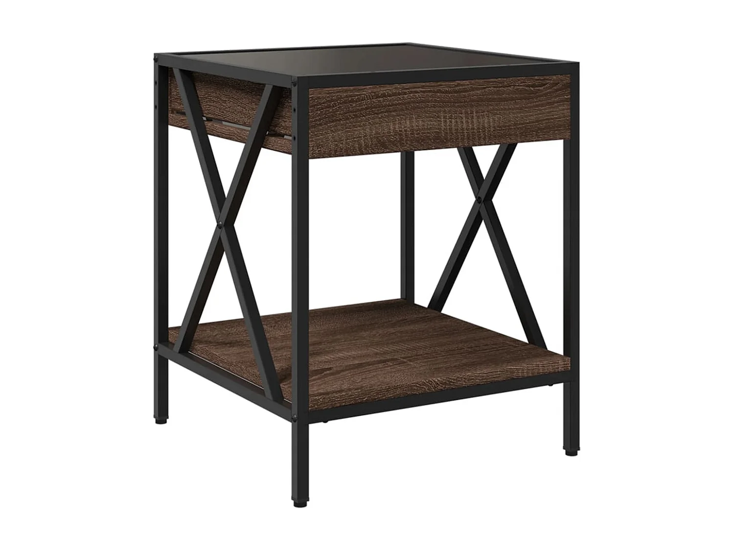 Couchtisch mit Infinity-LED Braun Eichen-Optik 40x40x49 cm