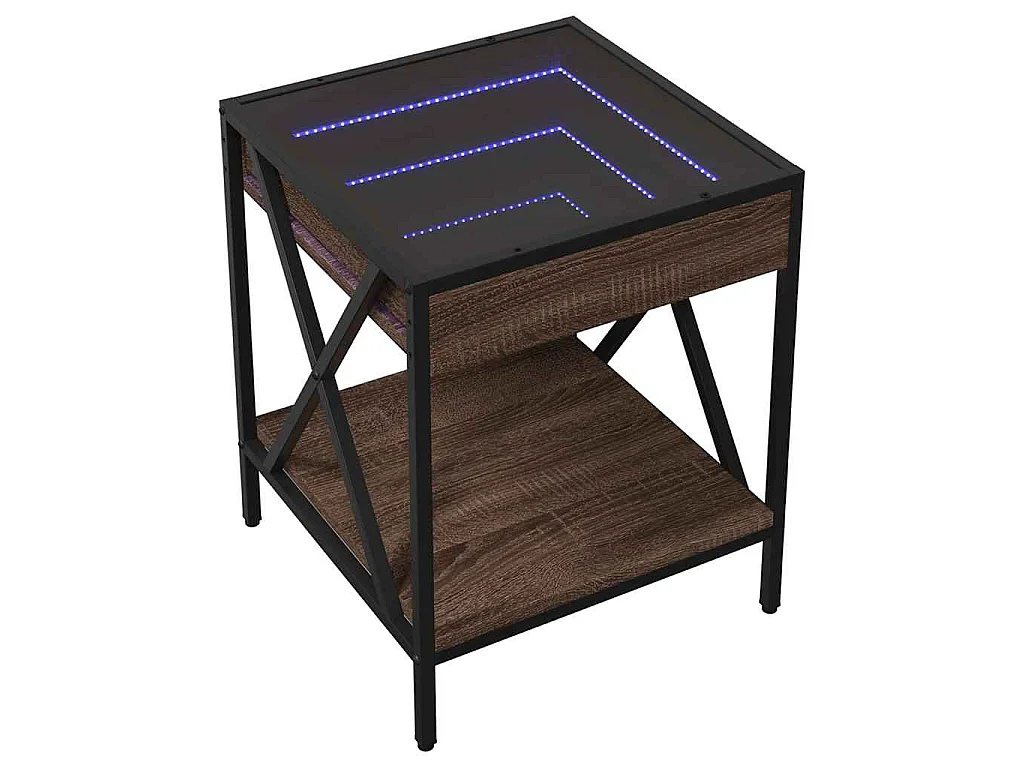 Table basse avec LED Infinity chêne marron 40x40x49 cm