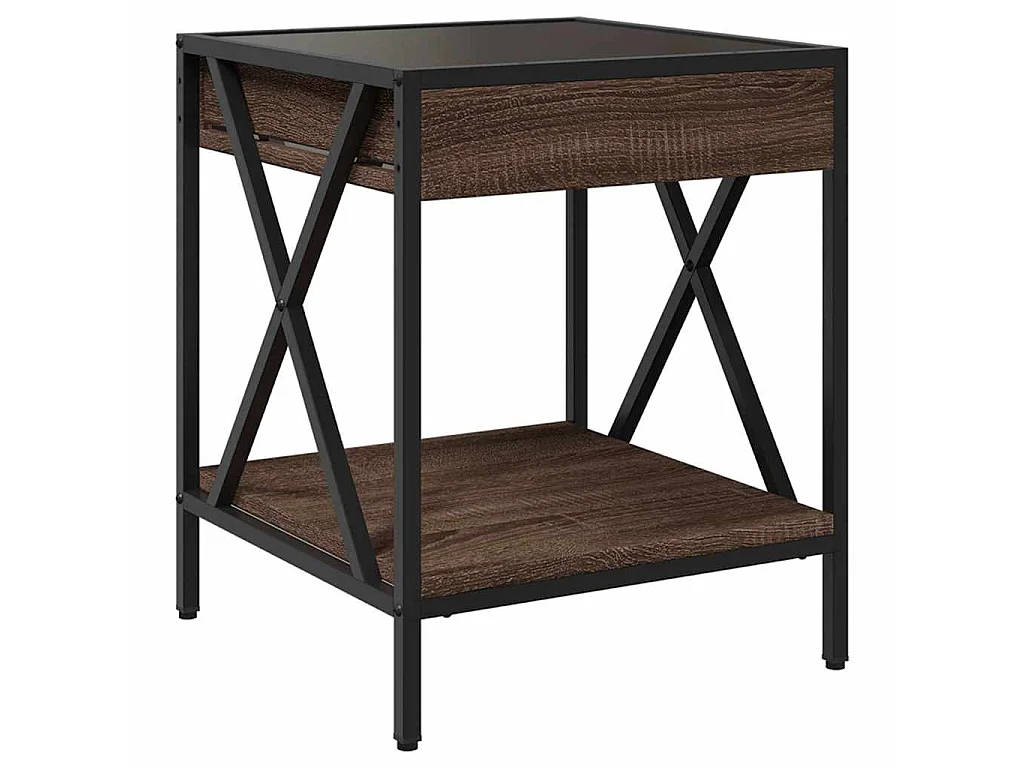 Table basse avec LED Infinity chêne marron 40x40x49 cm
