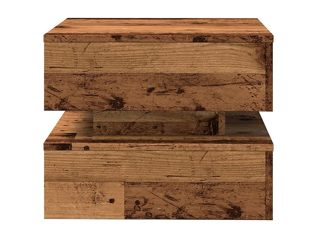 Tavolino da Salotto con Luci LED Legno Antico 50x50x40 cm