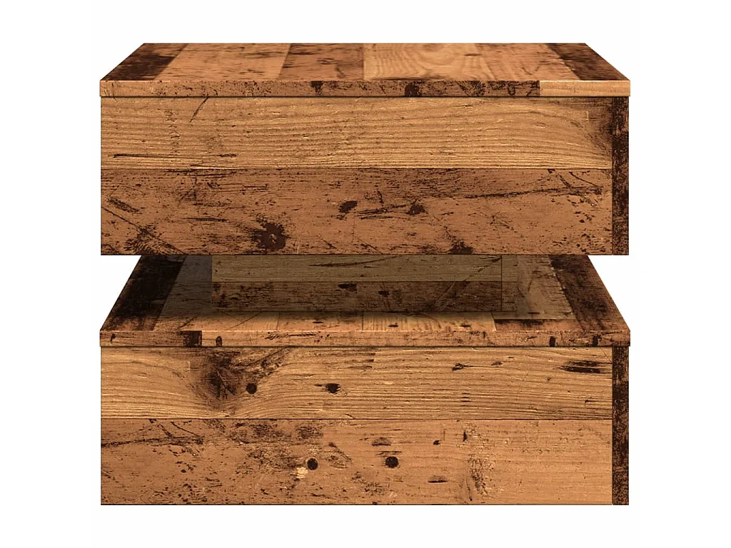 Tavolino da Salotto con Luci LED Legno Antico 50x50x40 cm