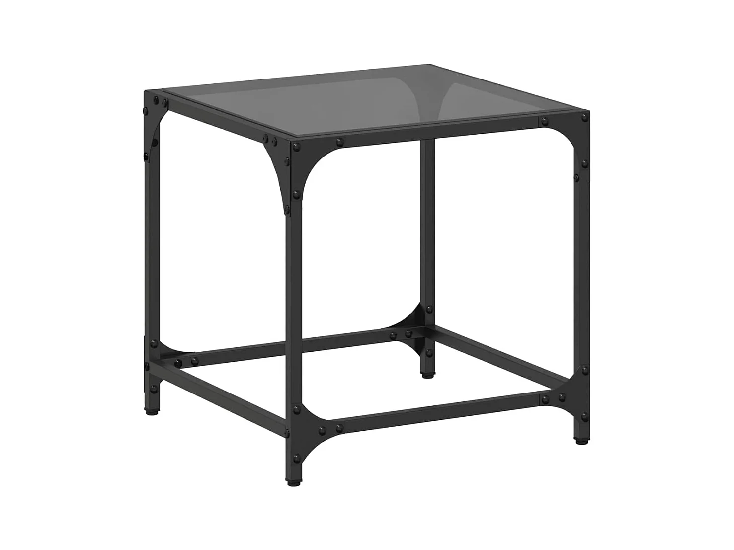 Table basse avec dessus en verre noir 40x40x40 cm acier