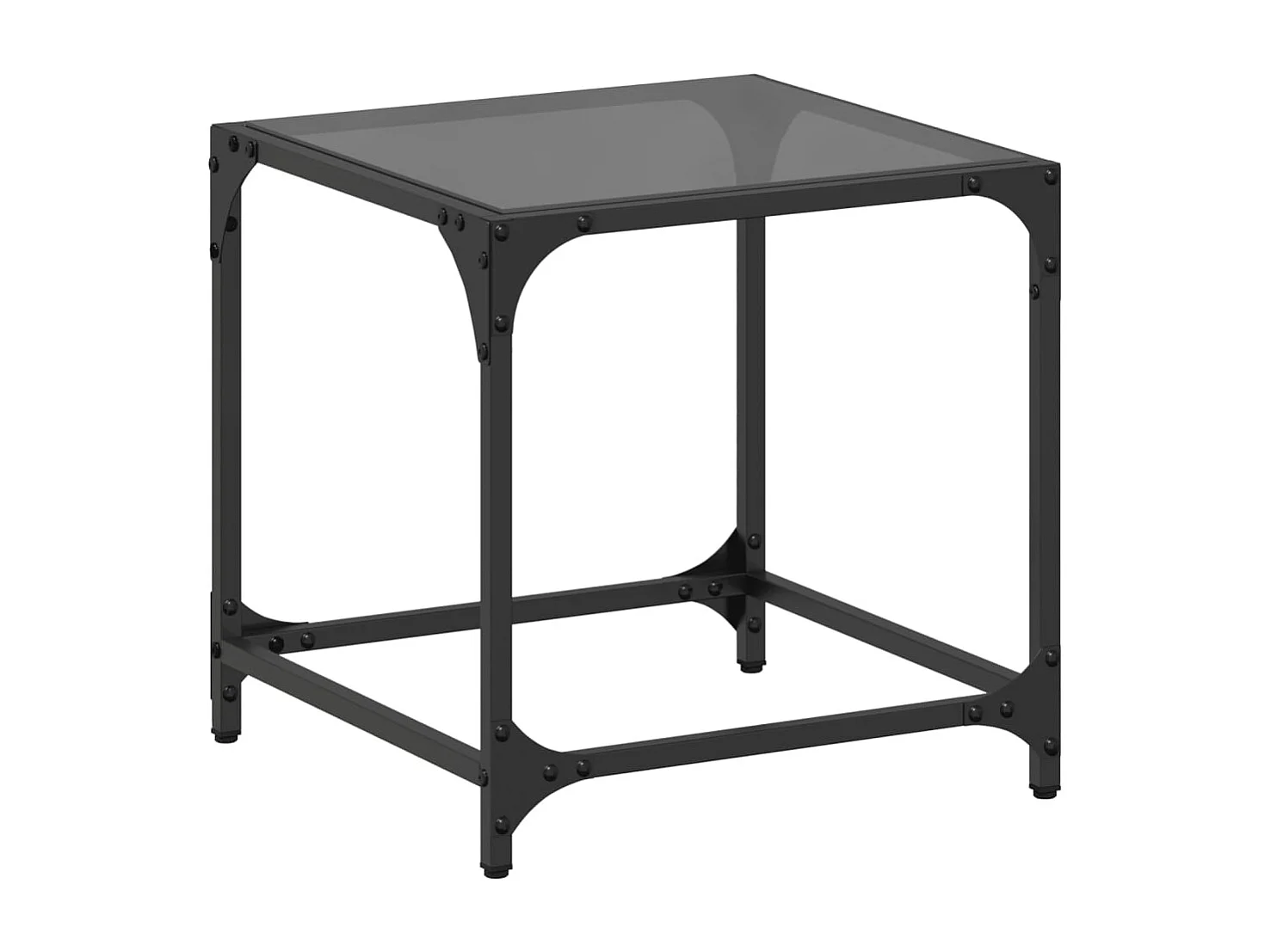 Table basse avec dessus en verre noir 40x40x40 cm acier