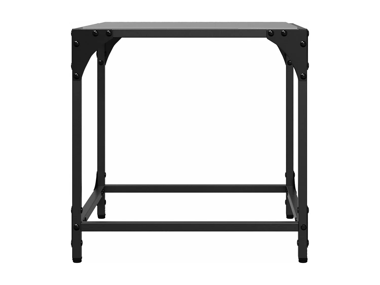 Table basse avec dessus en verre noir 40x40x40 cm acier