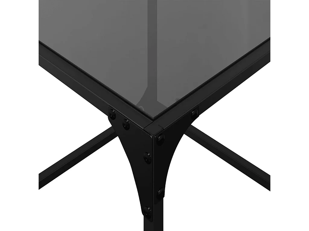 Table basse avec dessus en verre noir 40x40x40 cm acier
