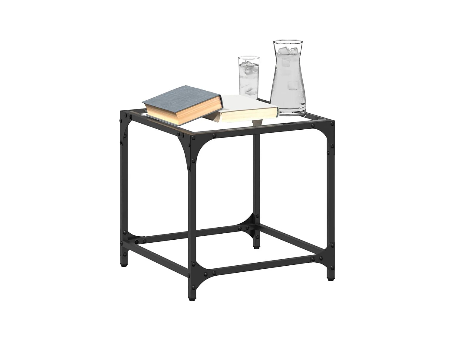 Couchtische mit Glasplatte 2 Stk. Transparent 40x40x40 cm Stahl
