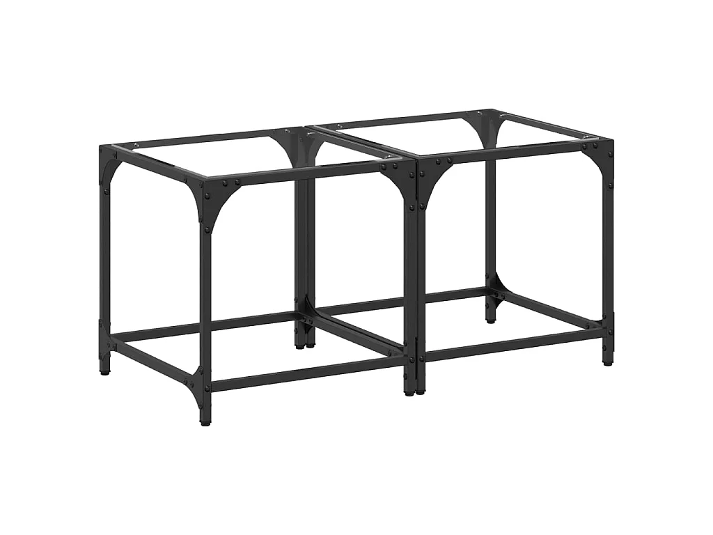 Salontafels 2 st met transparant glazen blad 40x40x40 cm staal
