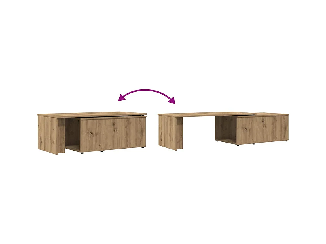 Table basse chêne artisanal 150x50x35 cm bois d'ingénierie