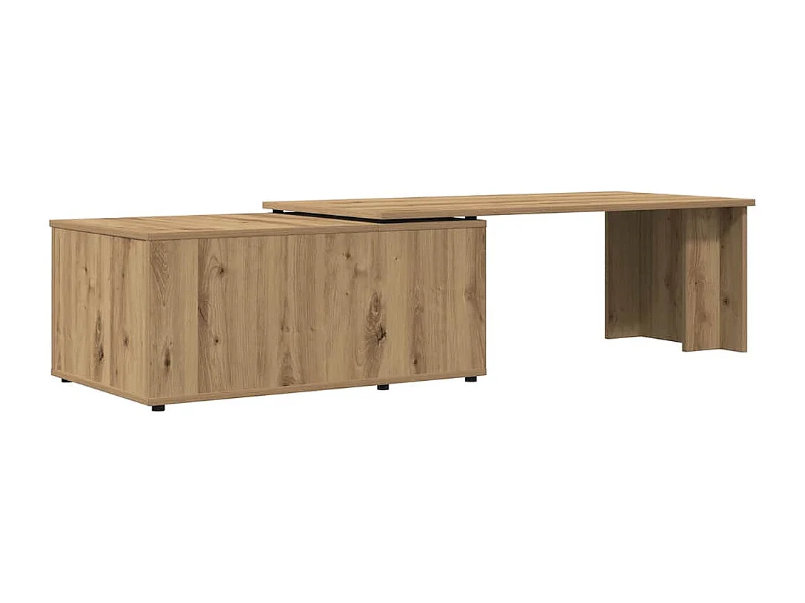 Salontafel 150x50x35 cm bewerkt hout artisanaal eikenkleur