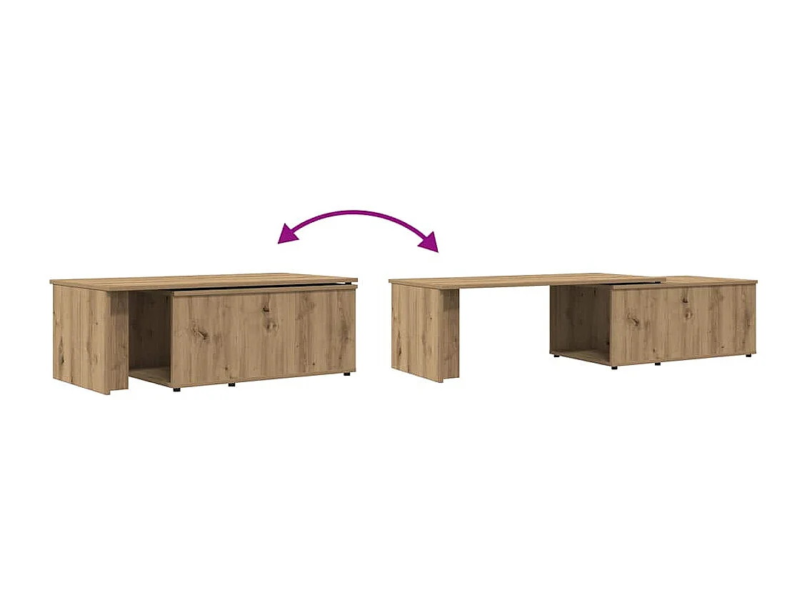 Salontafel 150x50x35 cm bewerkt hout artisanaal eikenkleur
