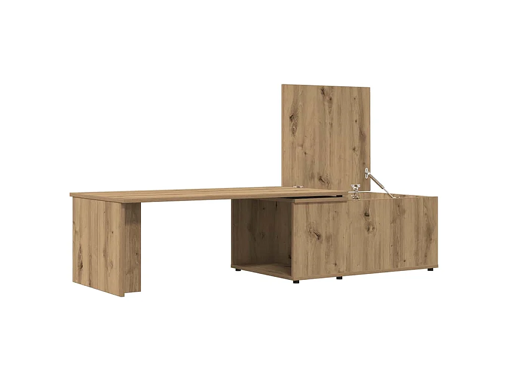 Table basse chêne artisanal 150x50x35 cm bois d'ingénierie
