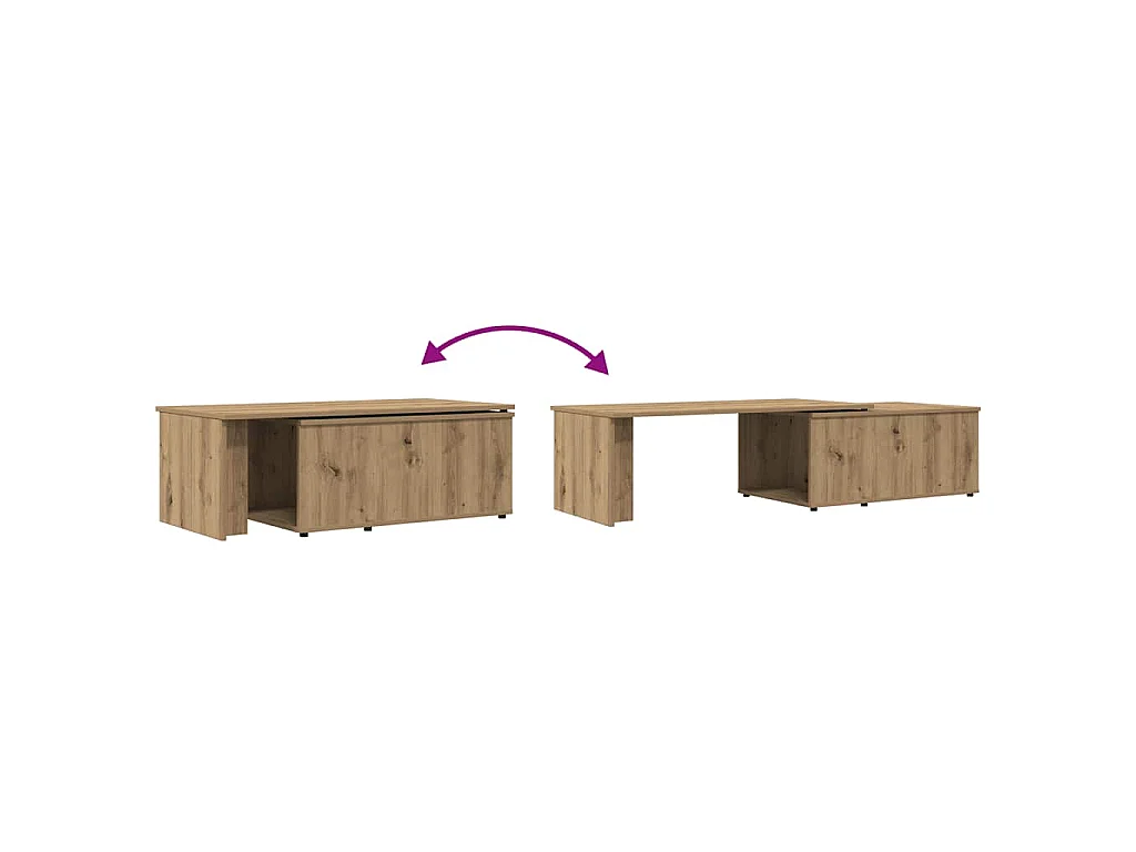Table basse chêne artisanal 150x50x35 cm bois d'ingénierie