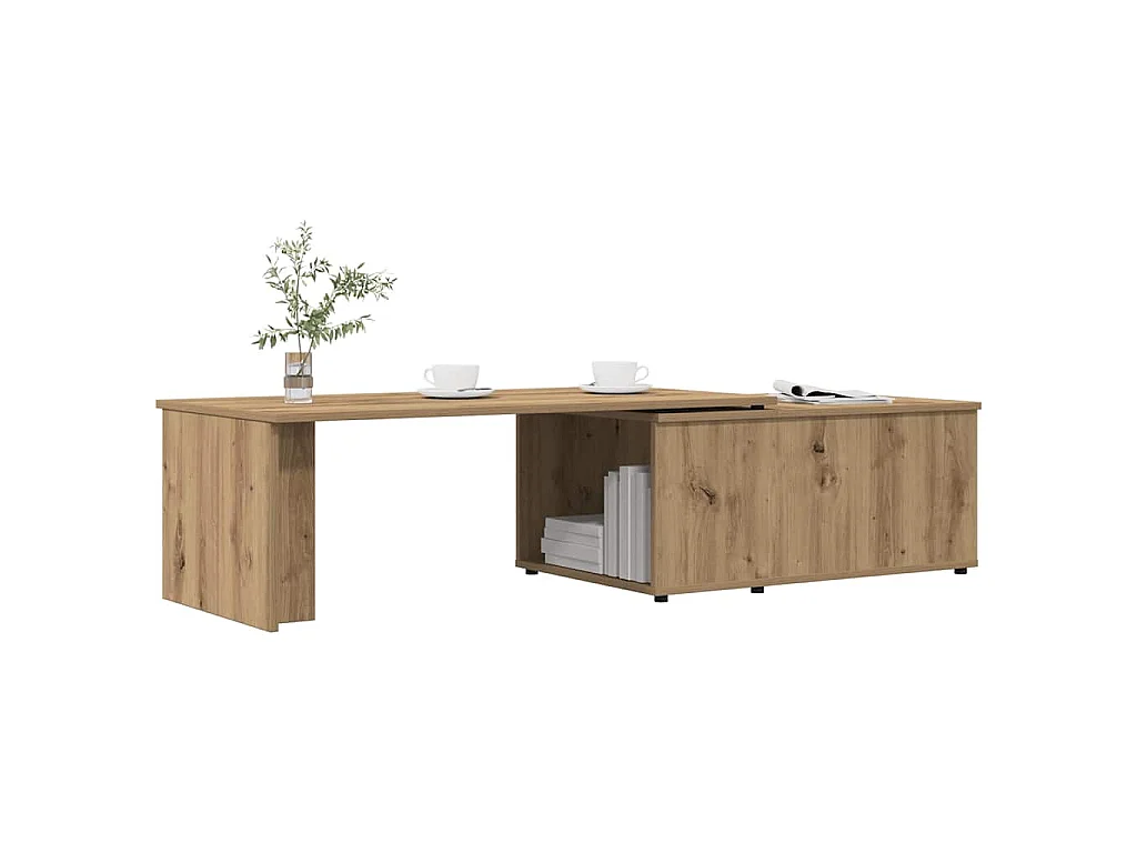 Salontafel 150x50x35 cm bewerkt hout artisanaal eikenkleur