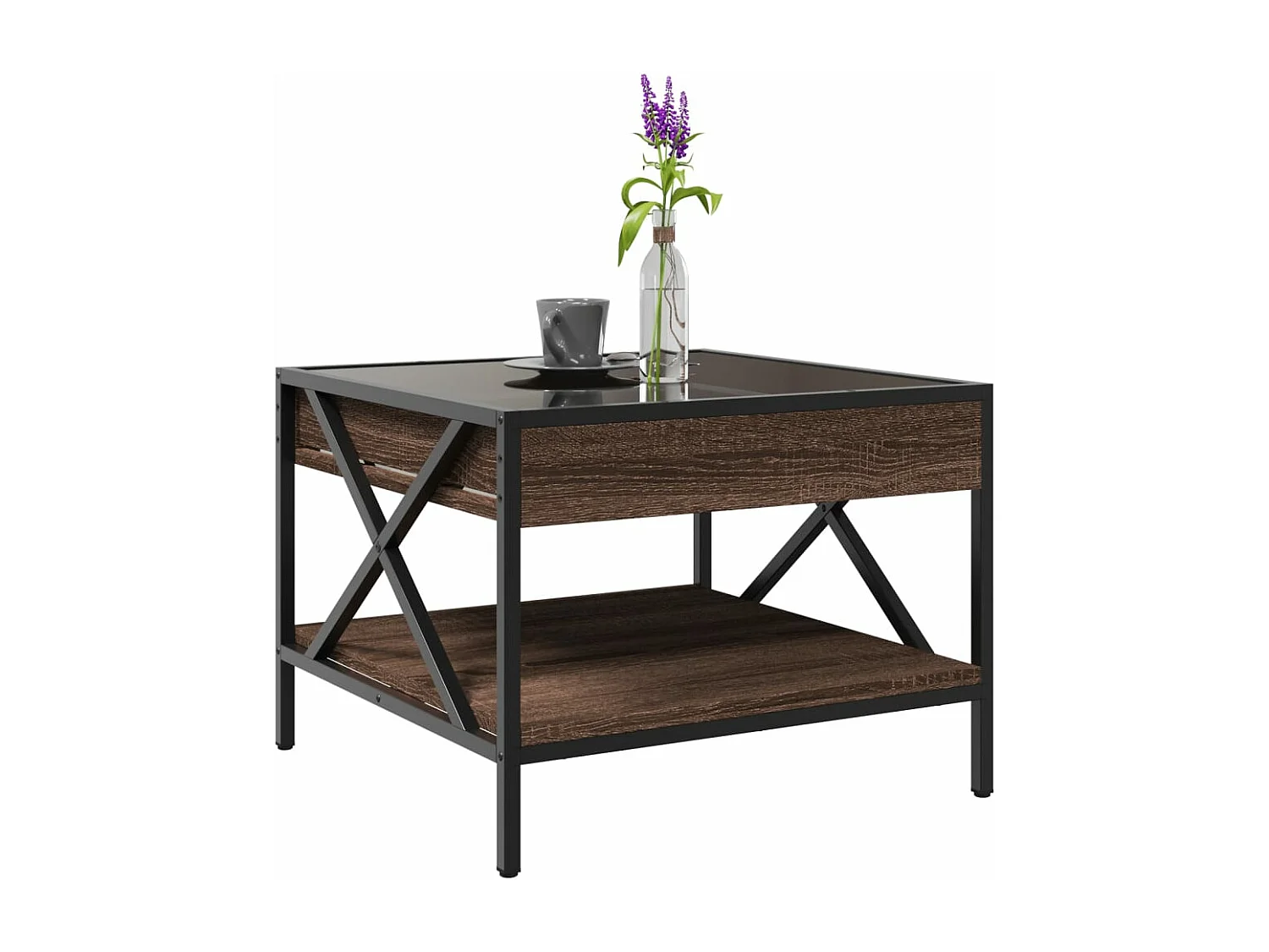 Table basse avec LED Infinity chêne marron 50x50x38 cm