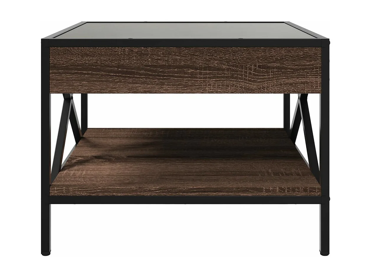 Table basse avec LED Infinity chêne marron 50x50x38 cm