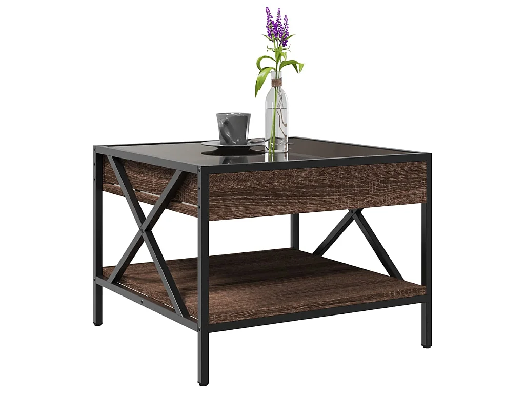 Couchtisch mit Infinity-LED Braun Eichen-Optik 50x50x38 cm