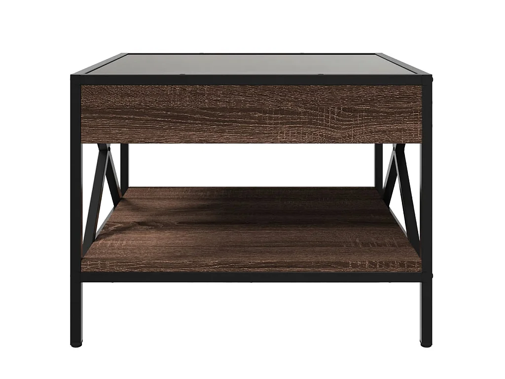 Couchtisch mit Infinity-LED Braun Eichen-Optik 50x50x38 cm