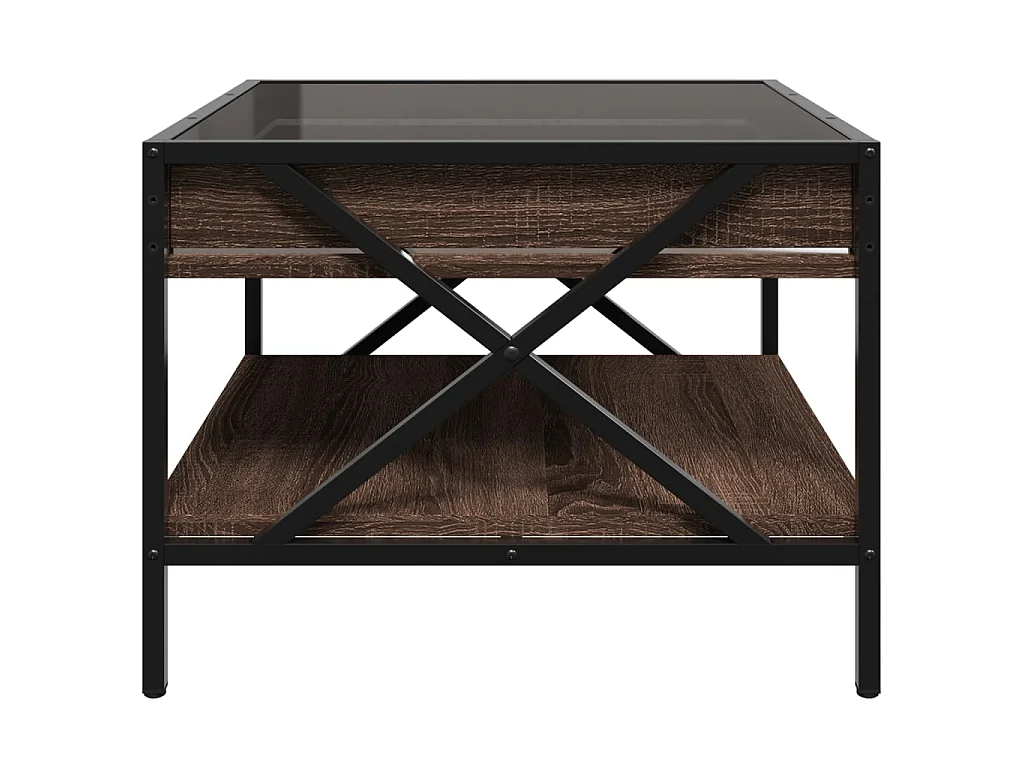 Couchtisch mit Infinity-LED Braun Eichen-Optik 50x50x38 cm