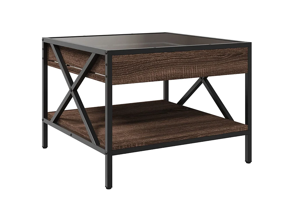 Couchtisch mit Infinity-LED Braun Eichen-Optik 50x50x38 cm