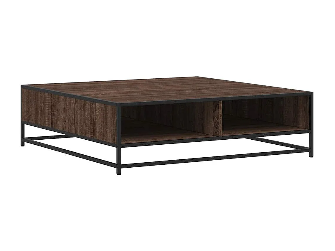 Table basse chêne marron 100x100x30 cm bois d'ingénierie/métal