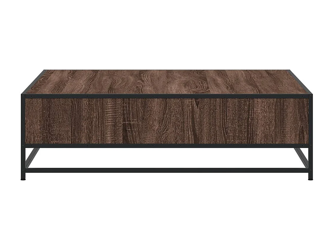Table basse chêne marron 100x100x30 cm bois d'ingénierie/métal