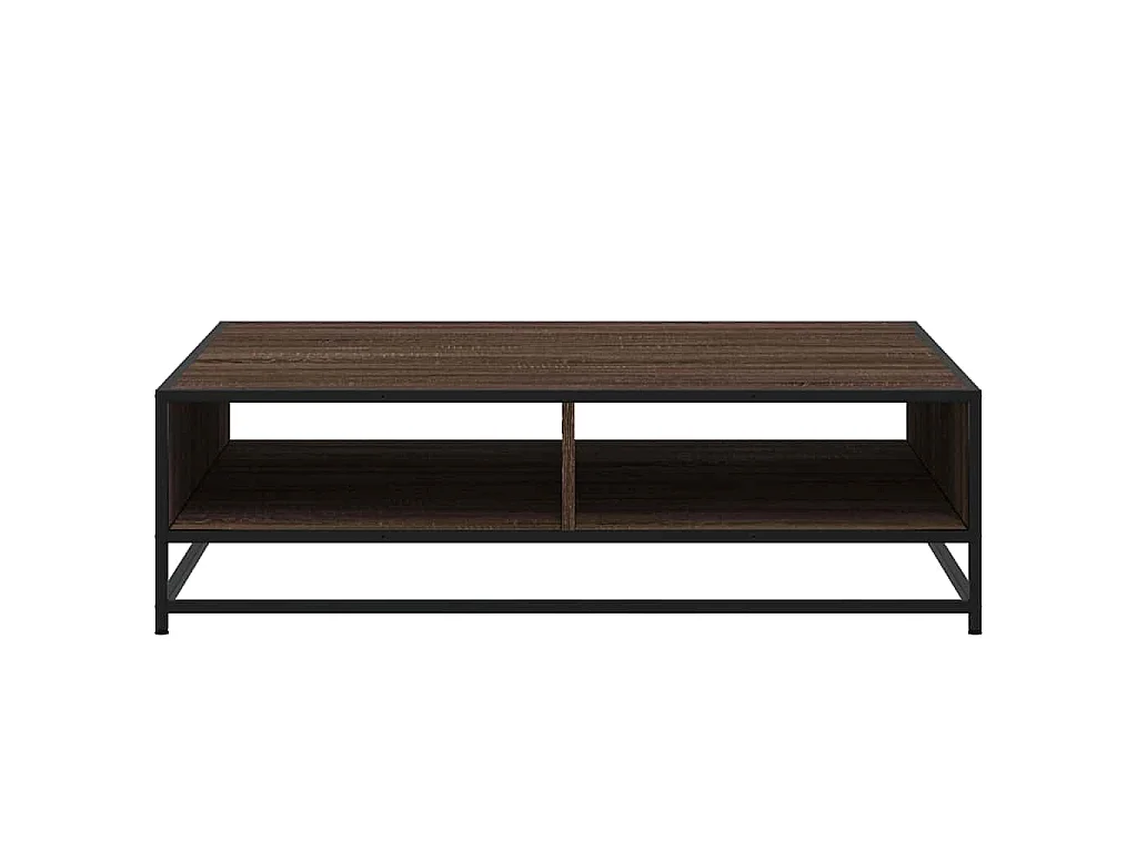 Table basse chêne marron 100x100x30 cm bois d'ingénierie/métal