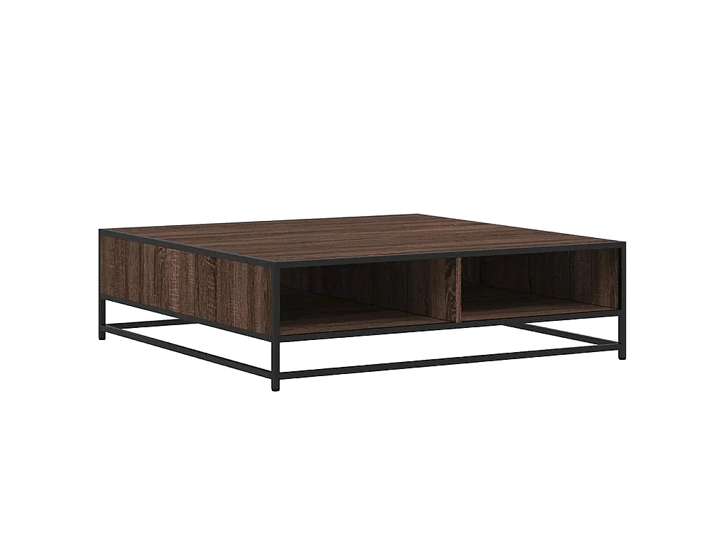 Table basse chêne marron 100x100x30 cm bois d'ingénierie/métal