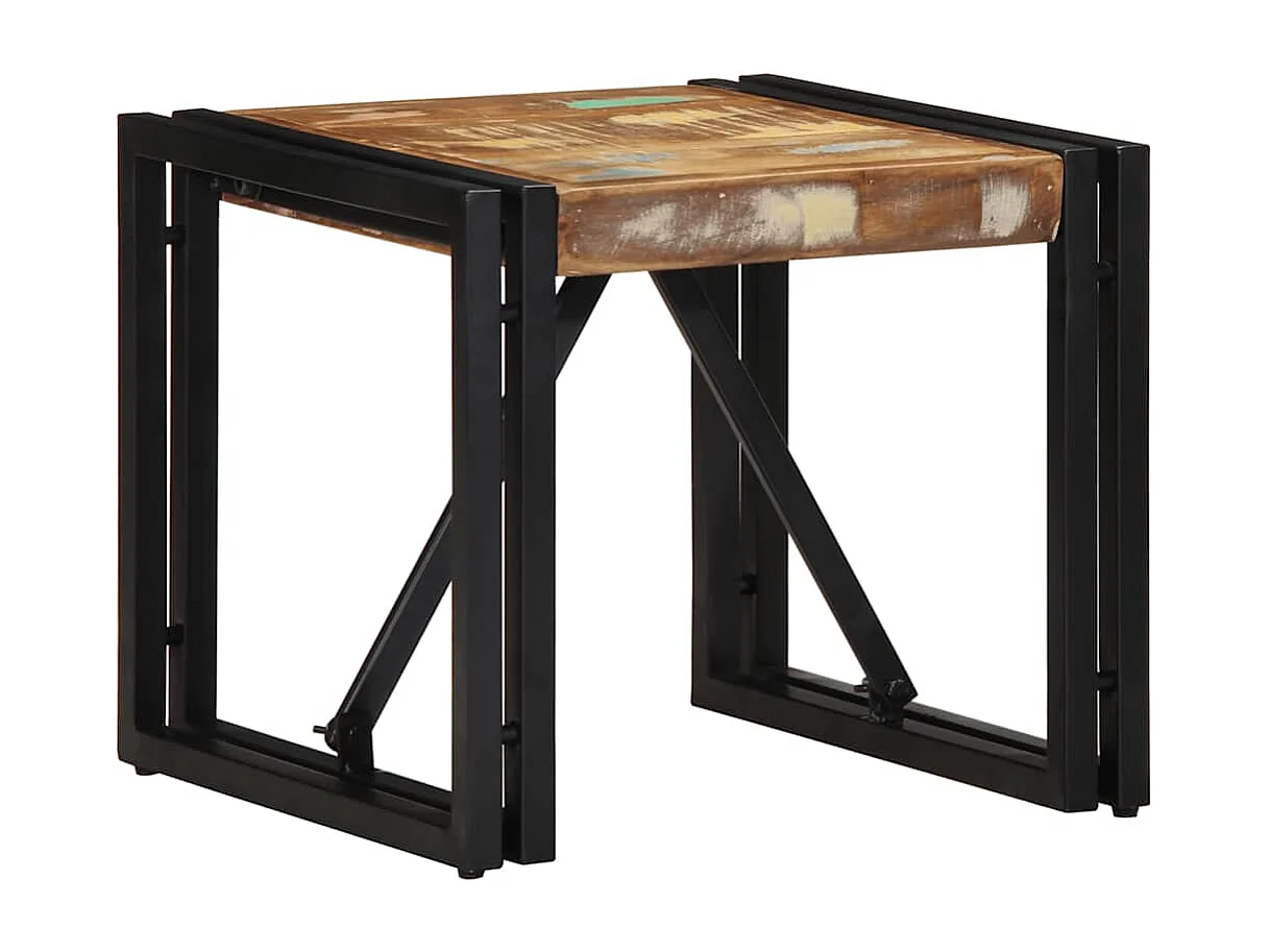 Table basse multicolore 40x40x35 cm bois de récupération massif