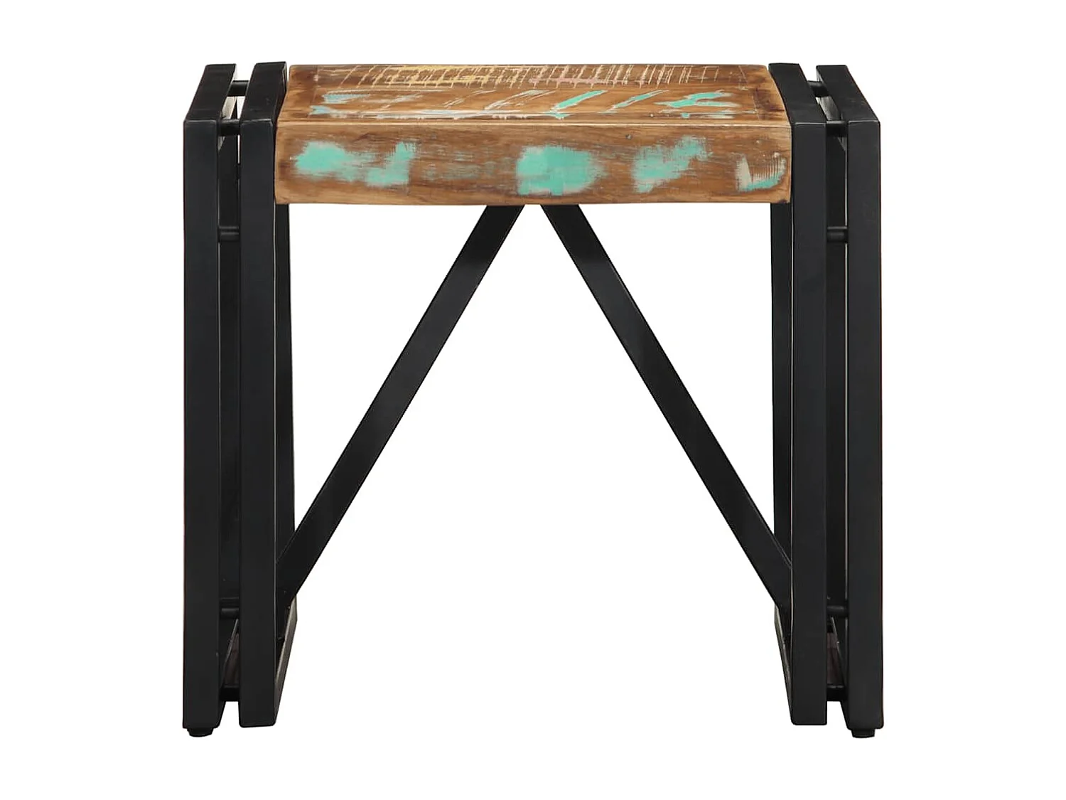 Table basse multicolore 40x40x35 cm bois de récupération massif