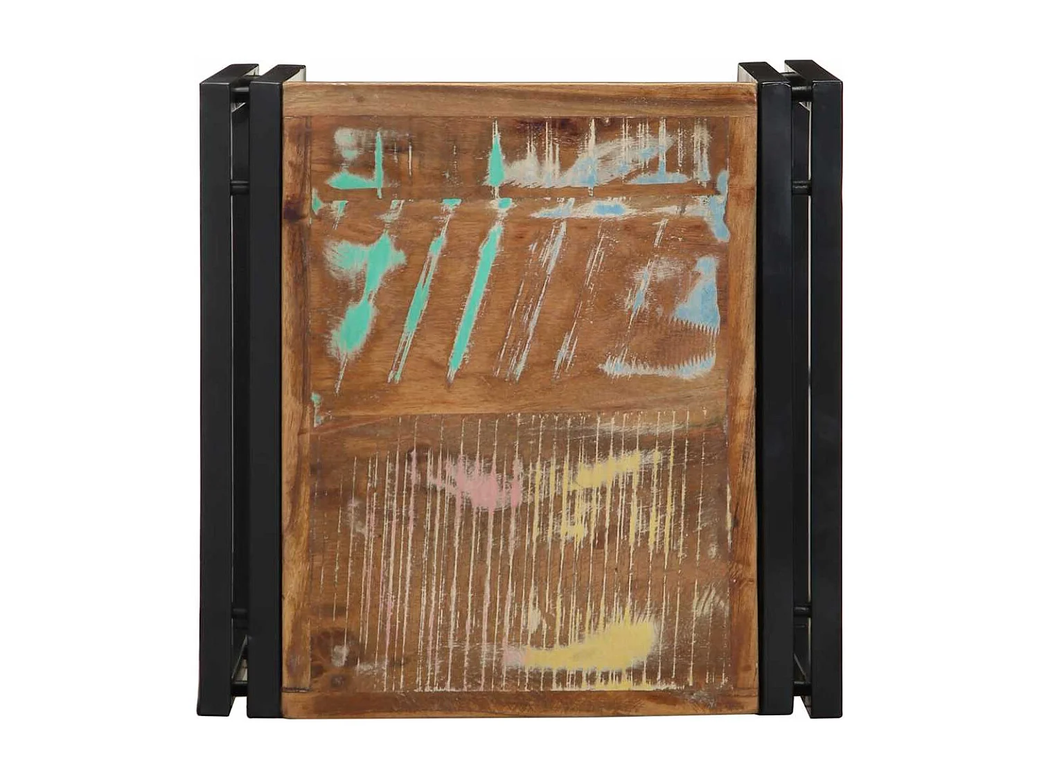 Table basse multicolore 40x40x35 cm bois de récupération massif