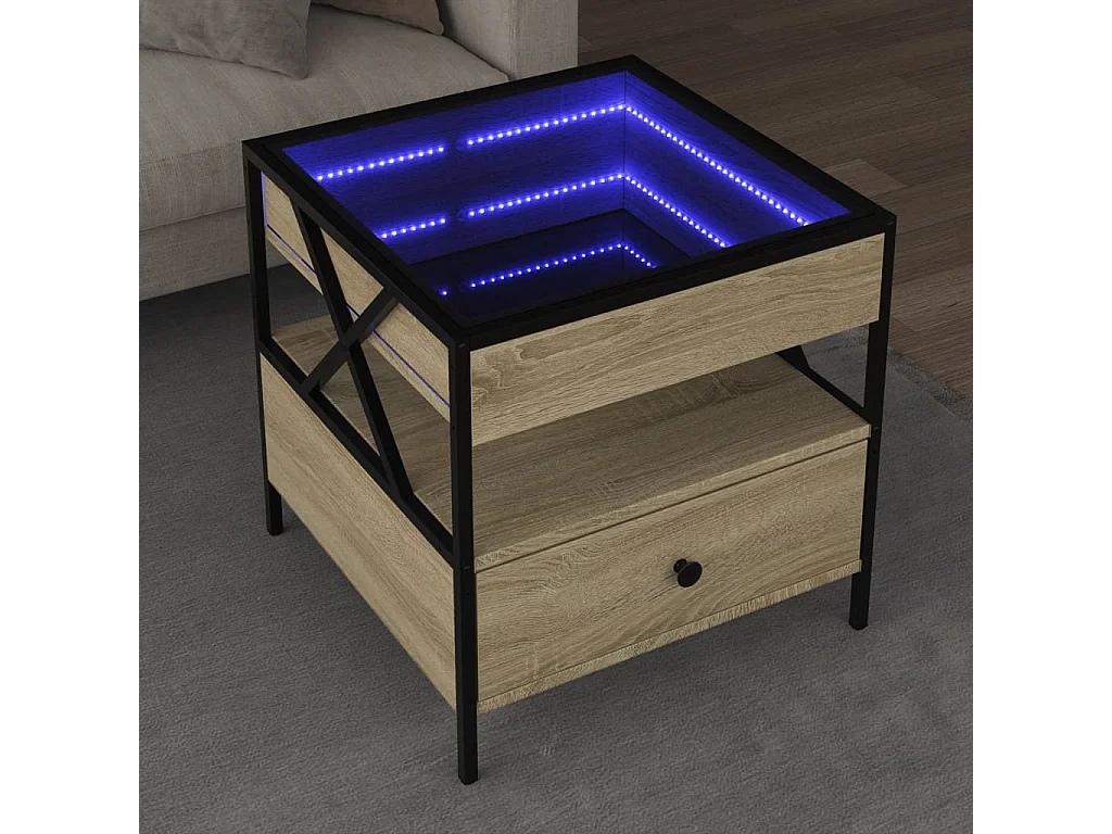 Couchtisch mit Infinity-LED Sonoma-Eiche 50x50x51 cm