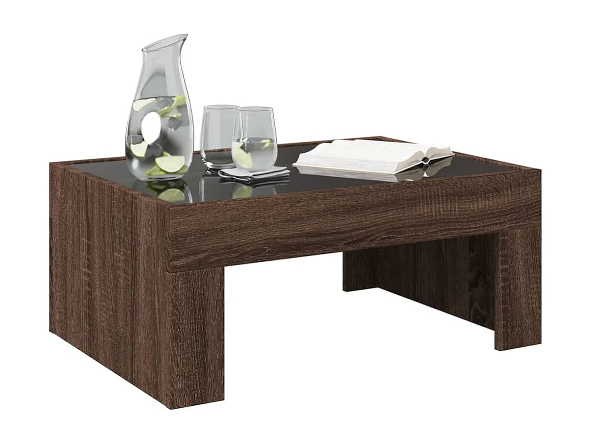 Table basse avec LED infini chêne marron 70x50x30 cm