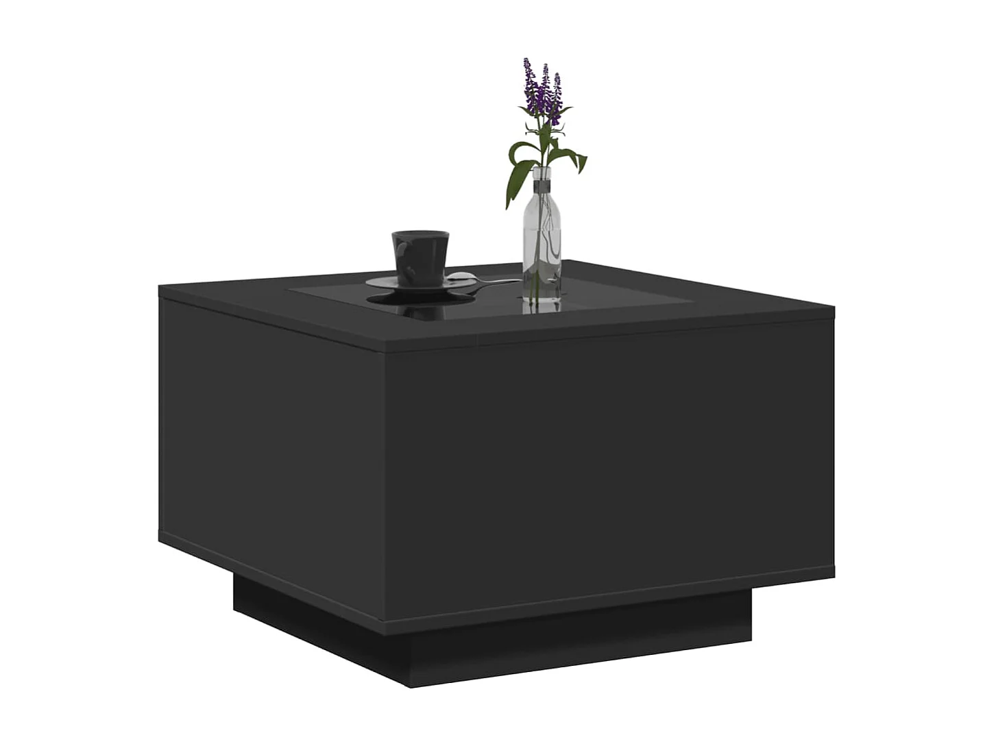 Table basse avec LED noir 60x60x40 cm bois d'ingénierie