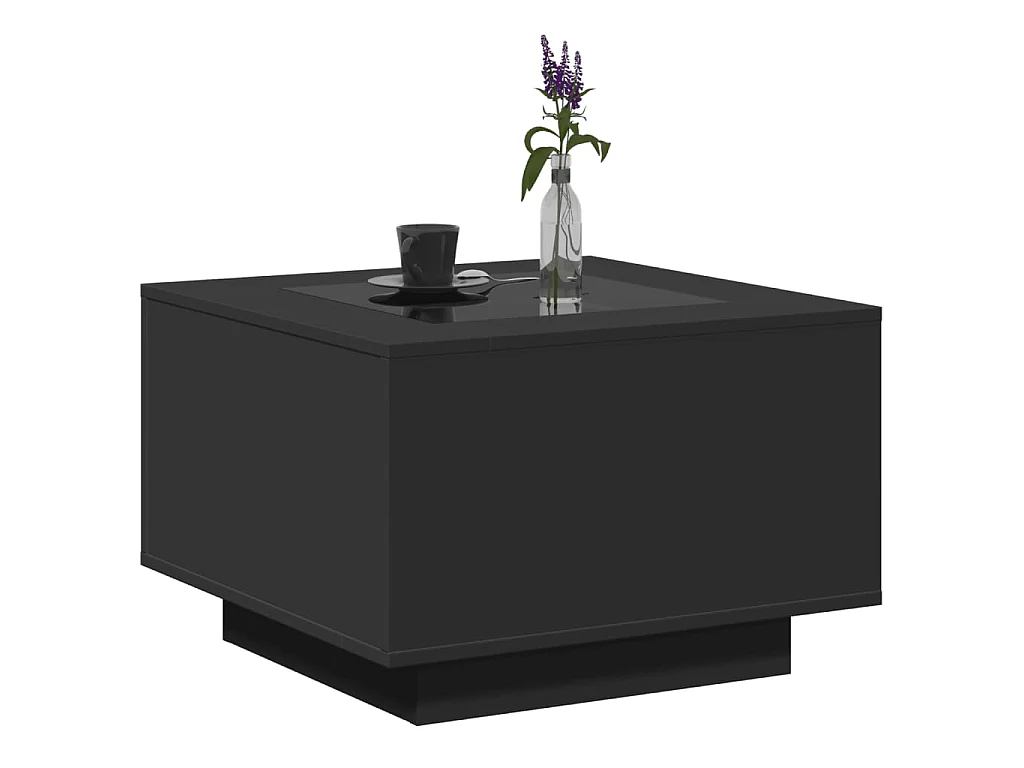 Table basse avec LED noir 60x60x40 cm bois d'ingénierie