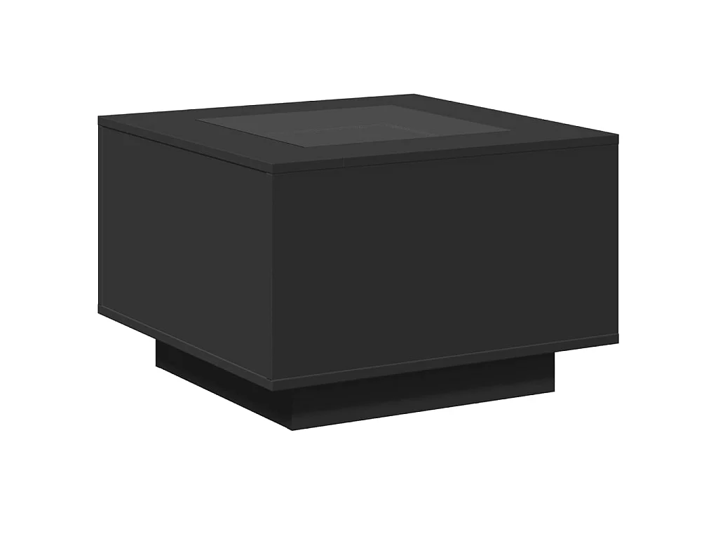 Table basse avec LED noir 60x60x40 cm bois d'ingénierie