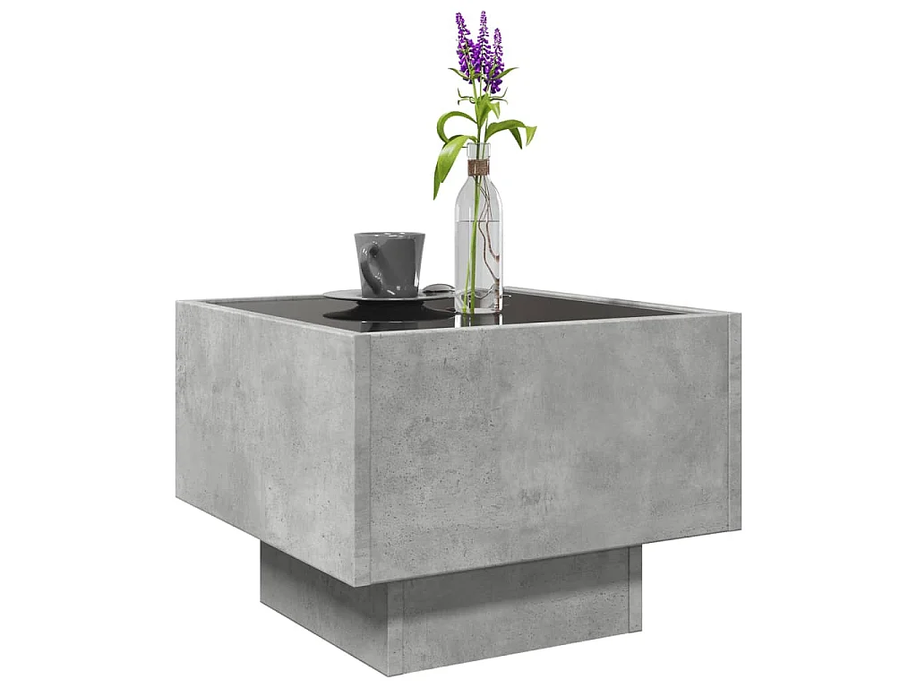 Beistelltisch mit LED Betongrau 40x40x30 cm Holzwerkstoff