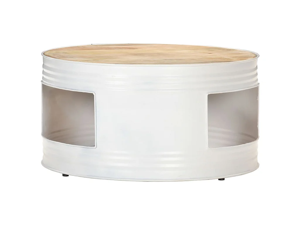 Couchtisch Weiß 68x68x36 cm Massivholz Mango