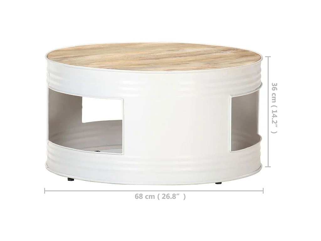 Couchtisch Weiß 68x68x36 cm Massivholz Mango