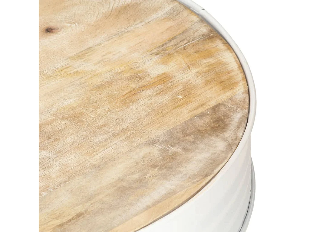 Couchtisch Weiß 68x68x36 cm Massivholz Mango