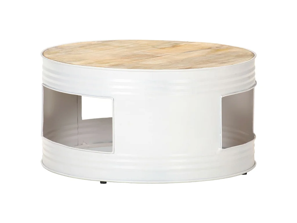 Couchtisch Weiß 68x68x36 cm Massivholz Mango